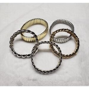 Vintage CN Metal Stretch Bracelet Bundle Gold Silver Tone Fashion Jewelry